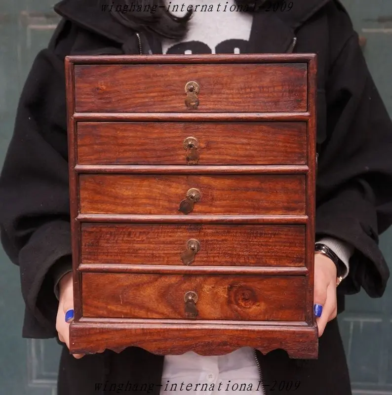 

Рождественский старый китайский Huanghuali деревянный чистый ручной резной ящик для хранения ящиков шкафчики для шкафа Хэллоуин