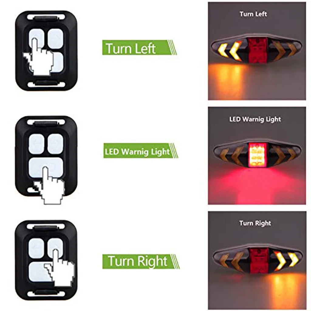 

30#1PC Bike Tail Warning Light Turn Signal With Bicycle Taillight Warning Light Bicycle Cycling Flashlight Bicycle Accessories