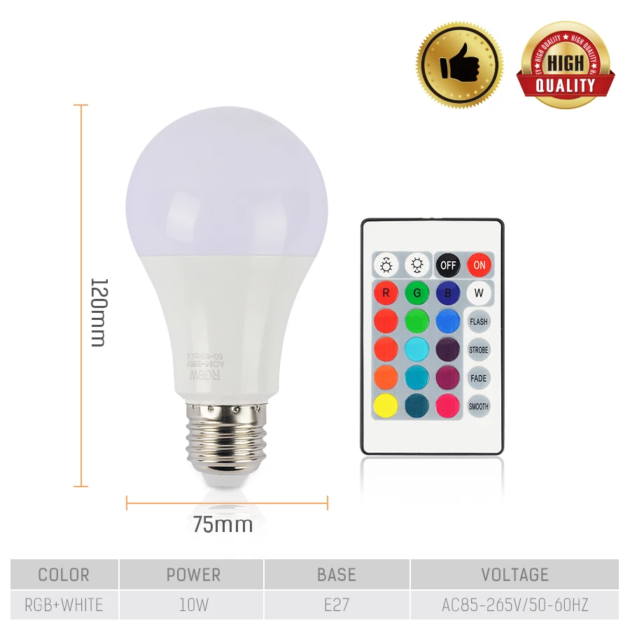 RGBW Colorchange E27 светодиодная лампа с дистанционным управлением умсветодиодный 10 Вт