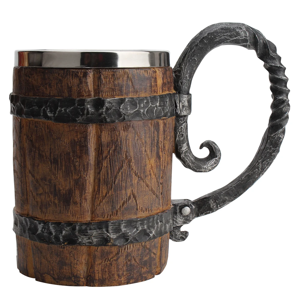 Decorative Vintage Kitchen Accessories Beer Mug Hotel Resin Restaurant Bar Double Wall With Handle Bucket Shaped Drinkware | Дом и сад
