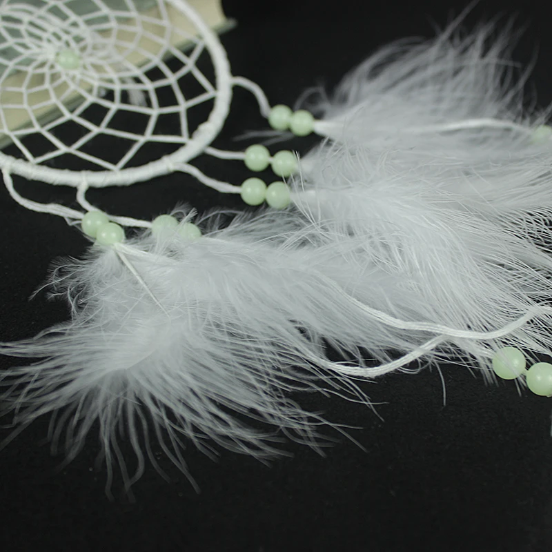Модный флуоресцентный Ловец снов Серебристый колокольчик ветер перо подвесной