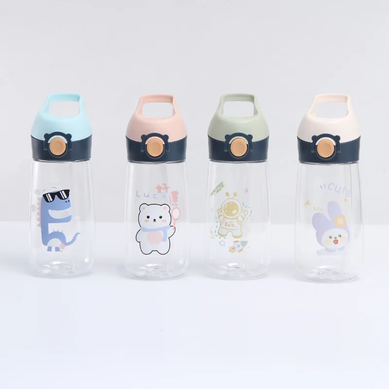 

Summer Cartoon Plastic Cup Small Portable Portable Cup with Straw Cute Baby Transparent Tumbler