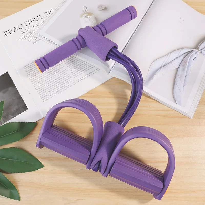 Эспандер для йоги ног груди приседания 4 трубки Педальный весенний тренажер