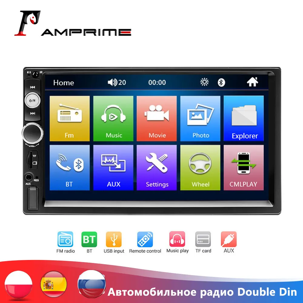 Автомагнитола AMPrime мультимедийный плеер 2 Din с 7 &quotсенсорным экраном поддержкой