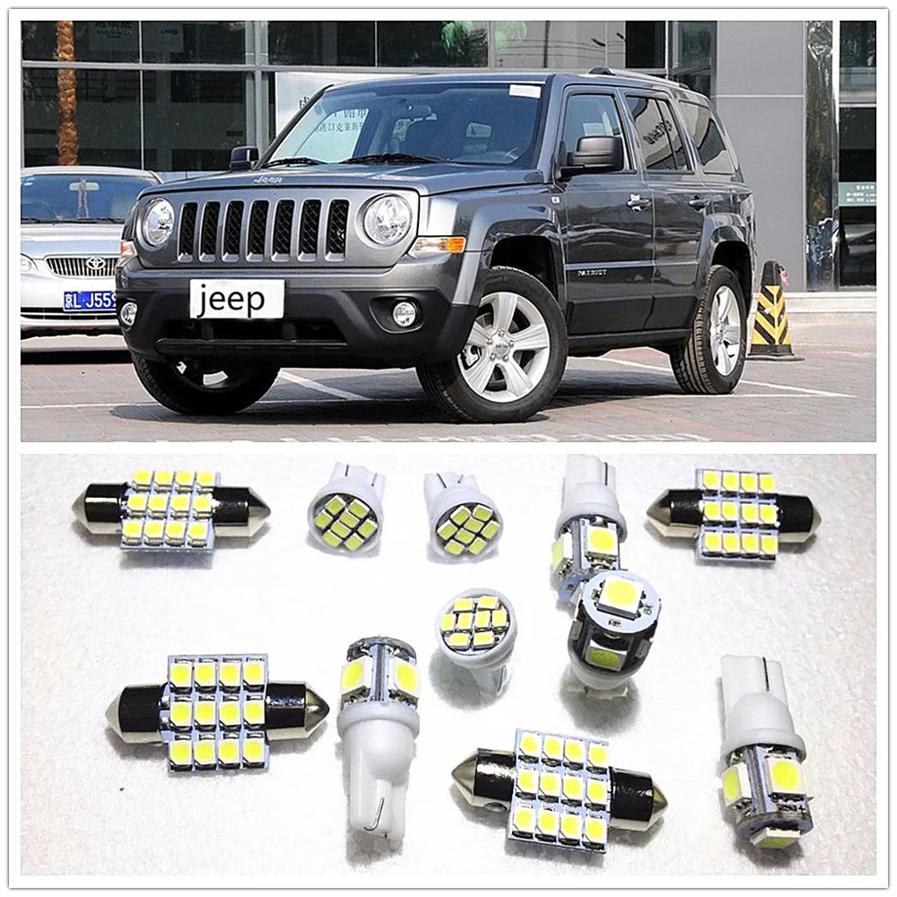 11 комплектов белых светодиодных ламп посылка 10 и 36 мм купол карты для Jeep Patriot Cherokee