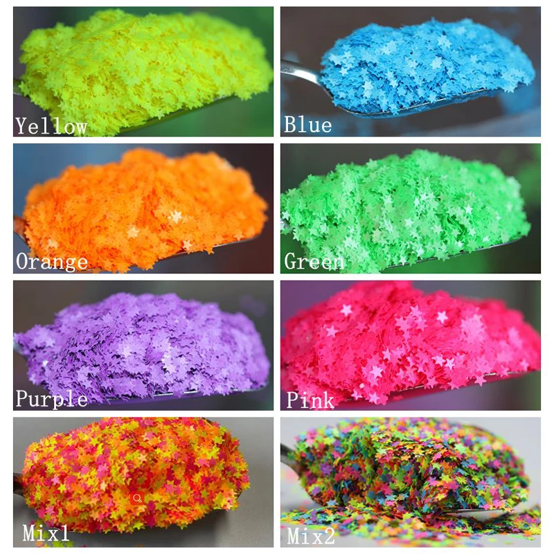 3 мм Звездные кусочки блесток для ногтей неоновые цветные стойкие Блестки лака