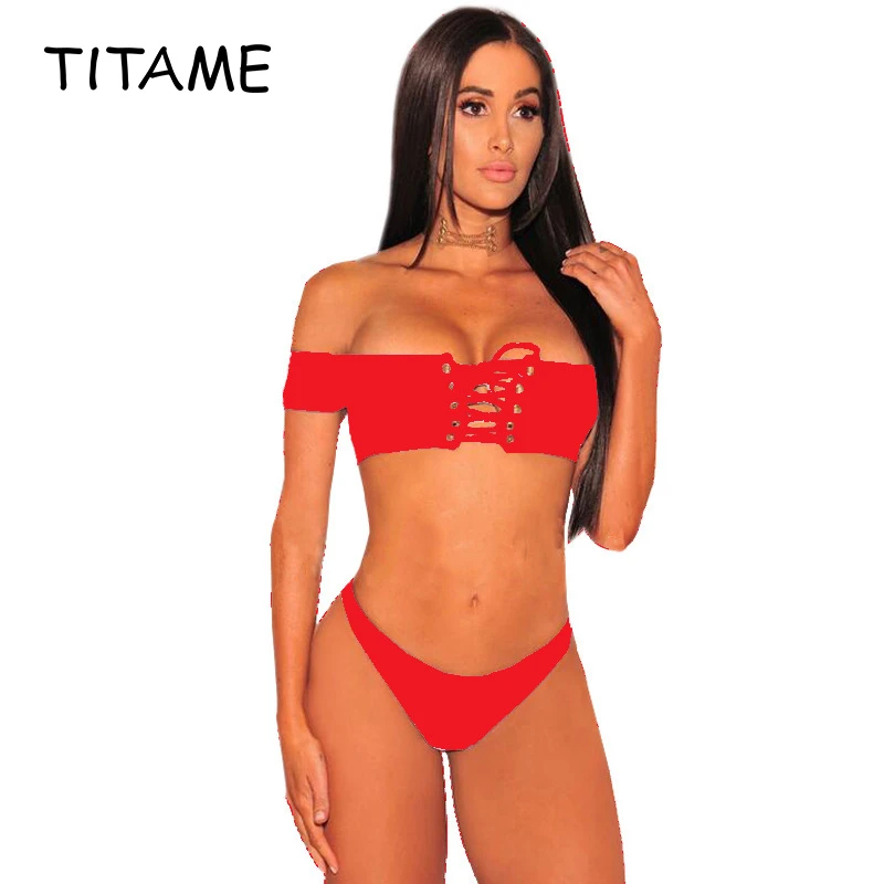 Сексуальный женский купальник бикини TITAME купальный костюм повязка на грудь