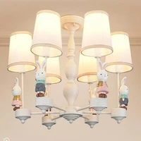 nordic cartoon childrens desk lamp little white rabbit ceiling chandelier princess bedroom study modern room decoration lamp
