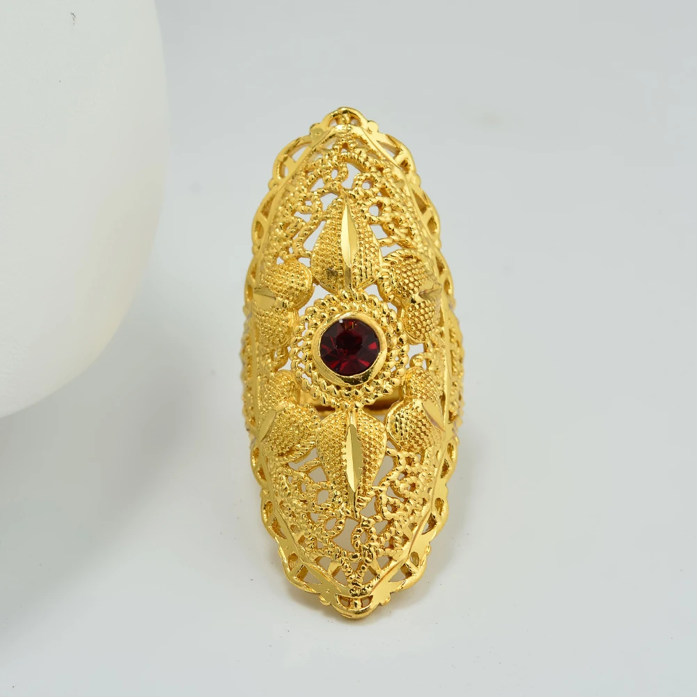 Кольцо в африканском стиле с красным камнем 24 к|Кольца| |