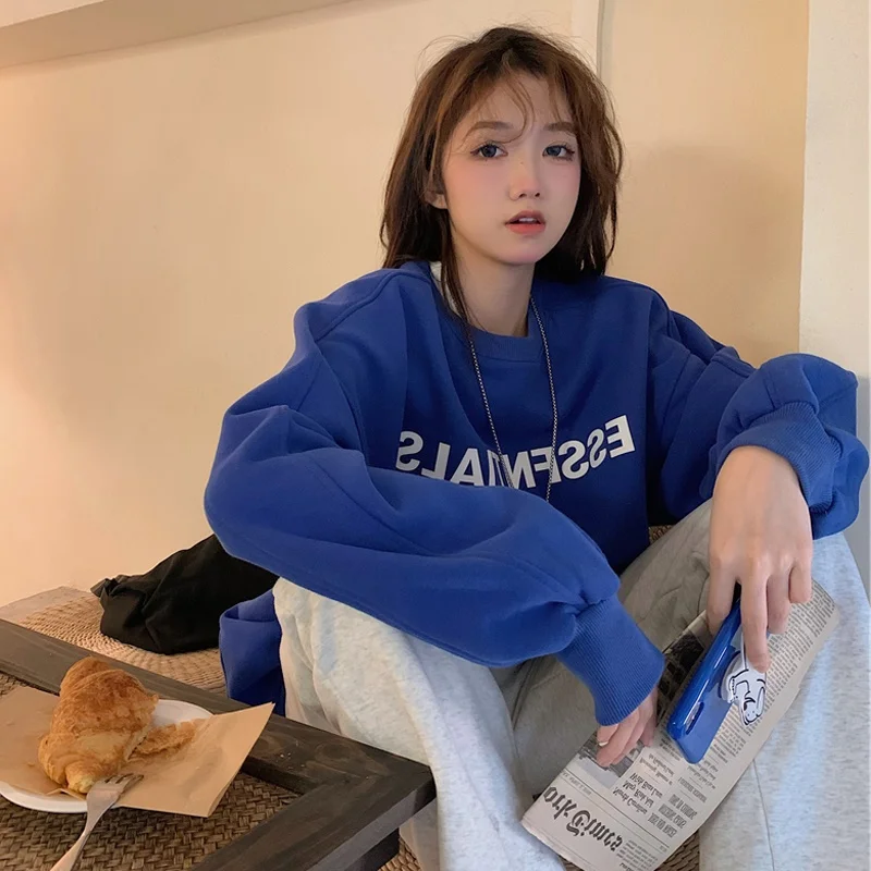 

Vintage Harajuku Letter Print Sweatshirts Japanese Preppy Style Streetwear Women Hoodies Winter Oversize Thick Hoodie