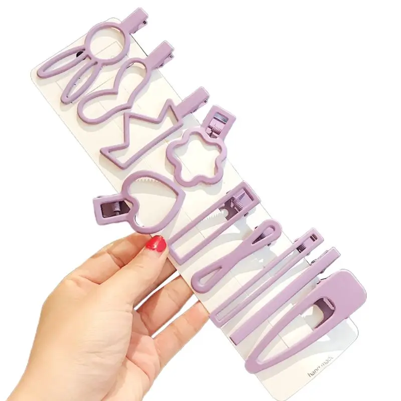 

10Pcs Minimalist Geometric Hair Clips Candy Color Matte Metal Alligator Hairpins Y5GC
