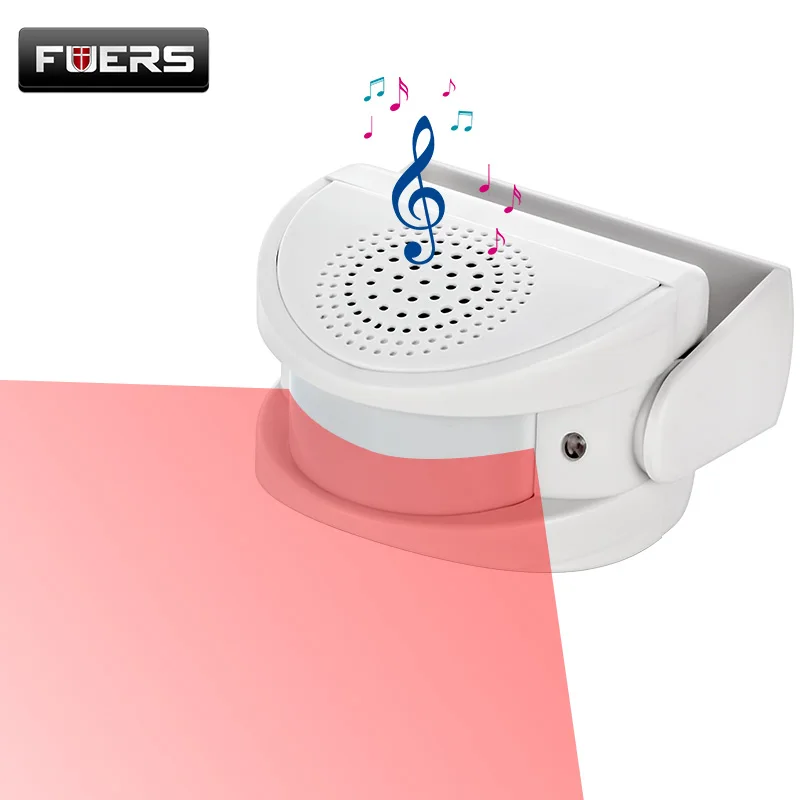 FUERS Wireless Guest Welcome Chime Alarm Door Bell PIR Motion Sensor for Shop Entry Company Security Protection Alarm Doorbell