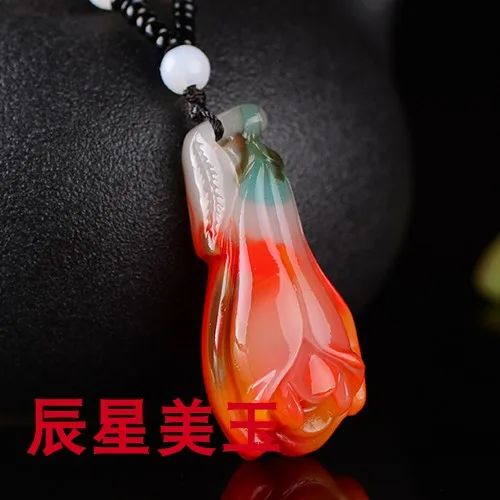 Модное красочное ожерелье с кулоном в виде цветка нефрита Ювелирные изделия