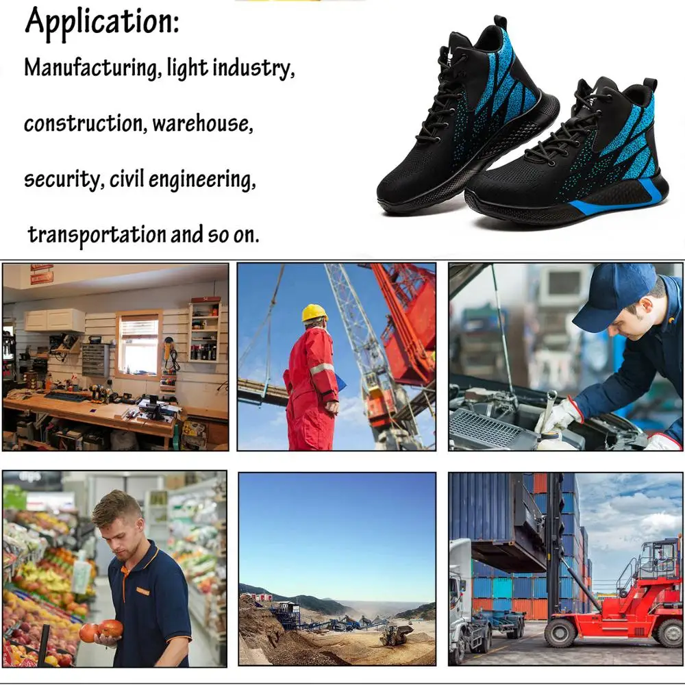 

Work Boots Safety Steel Toe Shoes Men Breathable Sneakers Shoes Ankle Hiking Boots Anti-Piercing Protective Footwear