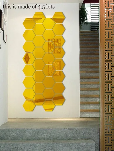 7pcs/set 3D Mirror Hexagon Wall Sticker Vinyl Removable Decal Art DIY Self-Adhesive Mural for Kids Room Living Home Decor | Дом и сад