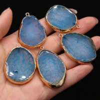 fine natural stone pendants water drop gold plated scale agates for jewelry making diy women necklace earrings party gifts