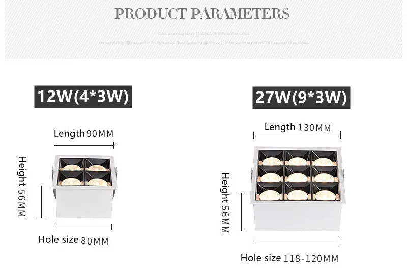 Встраиваемый светодиодный светильник для решетки радиатора 12 Вт 27 COB