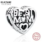 5 шт.лот ELESHE S925 Серебряные Винтажные бусины Best Mom в форме сердца подходят для оригинального браслета и ожерелья DIY ювелирные изделия подарок на день матери
