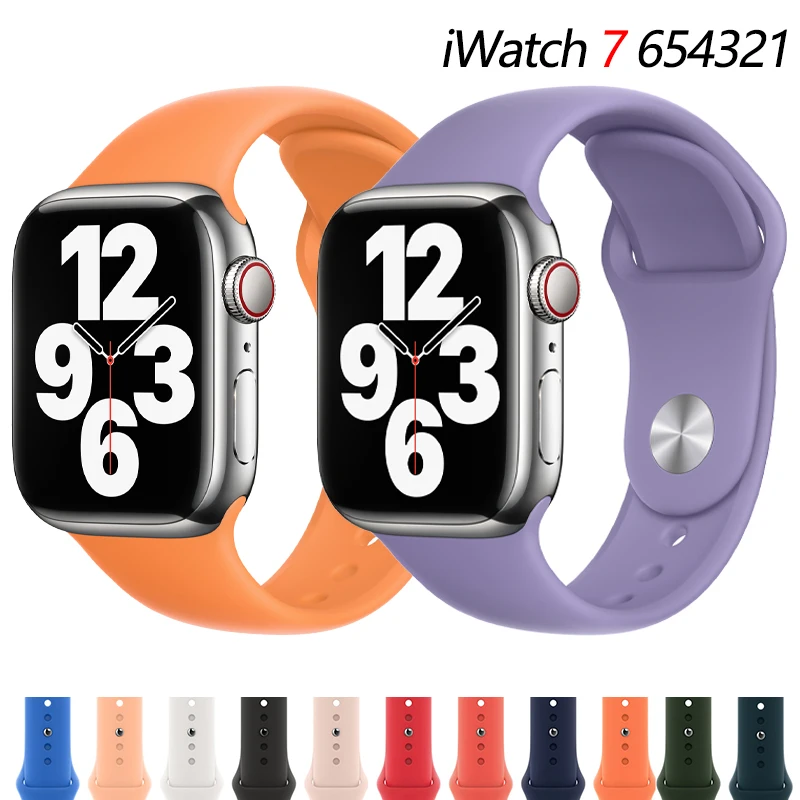 

Ремешок силиконовый для Apple Watch band 44 мм 40 мм 45 мм 41 мм 38 мм 42 мм, браслет для смарт-часов correa iWatch Series 7 3 5 6 SE