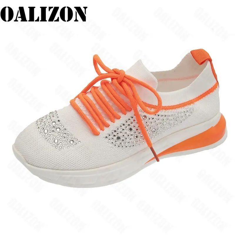 

Women's Shoes Autumn New Sport Running Rhinestone Casual Single Shoes Designer Mesh Breathable Sneakers Platform Flat Shoes