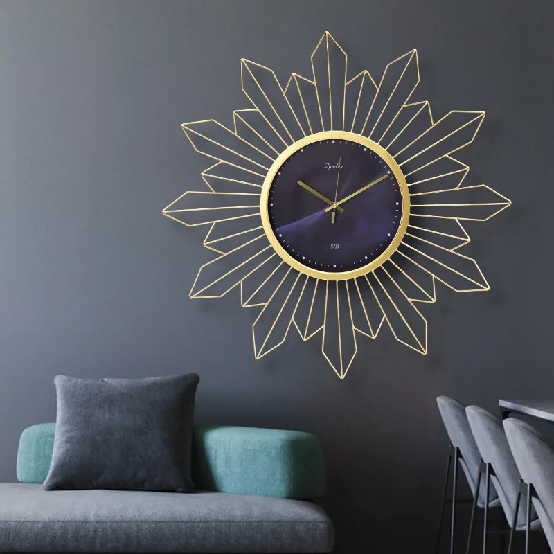 Современные кованые железные Роскошные Металлические Декоративные Часы