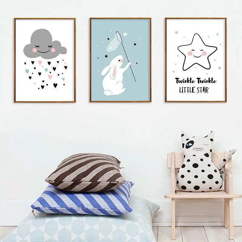 RuoGuan современная картина с изображением темных облаков звезд кроликов картины на