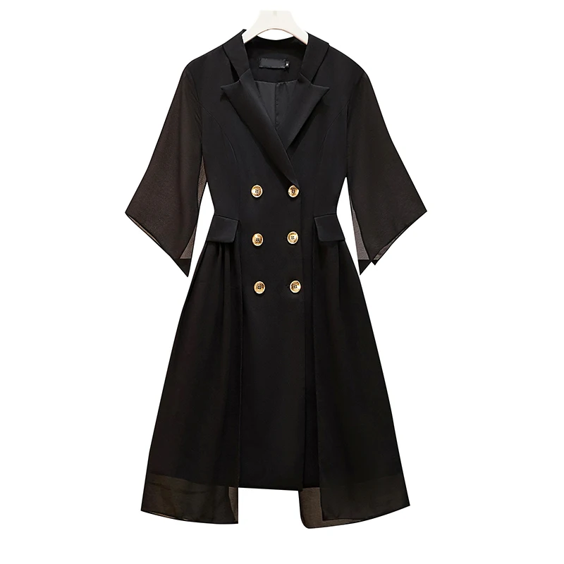 

plus size 5XL women dress elegant vintage short sleeve tank collar button chiffon dress casual knee length summer dress vestido