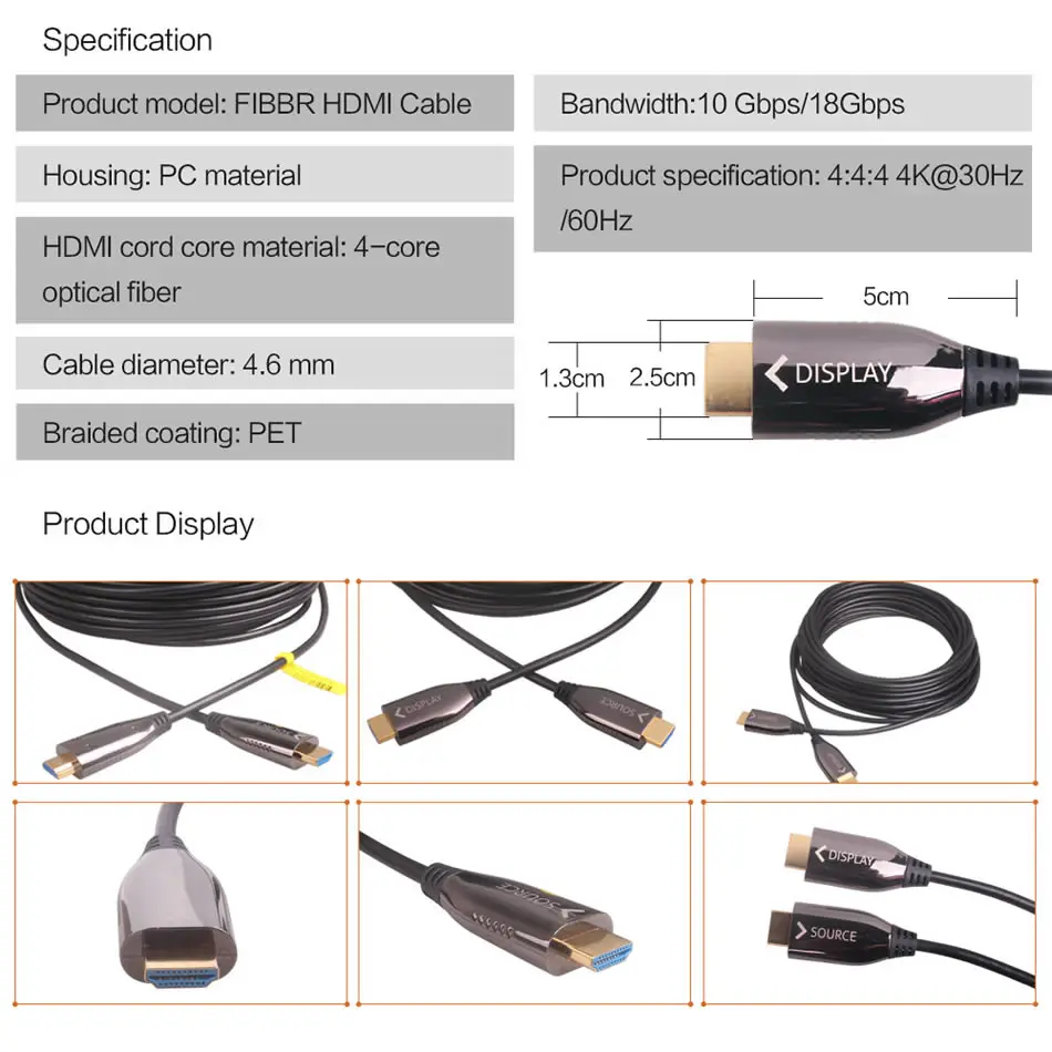 Ультра тонкий активный волоконно-оптический AOC высокоскоростной 4K HD 60Ghz 1,4/2,0 кабель-HDMI активный оптический кабель M/M 5 10 20 30 метров