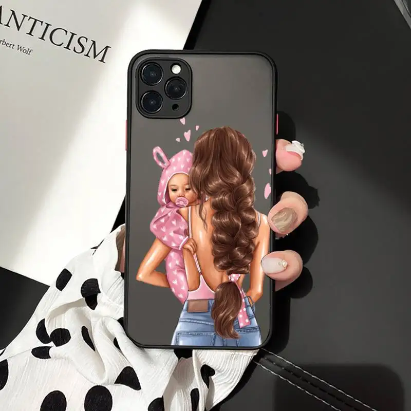 

Baby Mama Super Mom Girl Phone Case For iphone 12 11 7 8 plus mini x xs xr pro max matte transparent cover