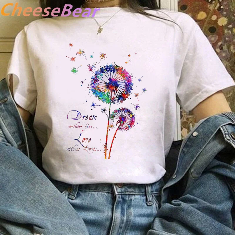 

Colorful Dandelion T Shirt Fashion Aesthetic Women Girls 90s Tshirt Harajuku Ulzzang Graphic T-shirts Summer Female Casual Tops