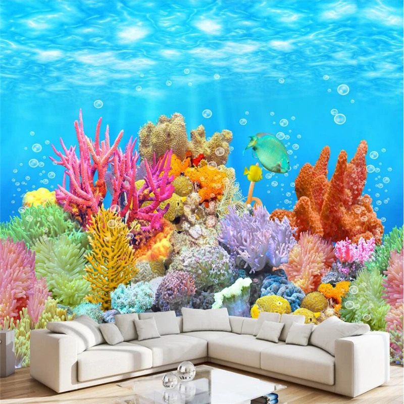 Настроить HD обои с изображением подводного мира ТВ диван детская комната Большое