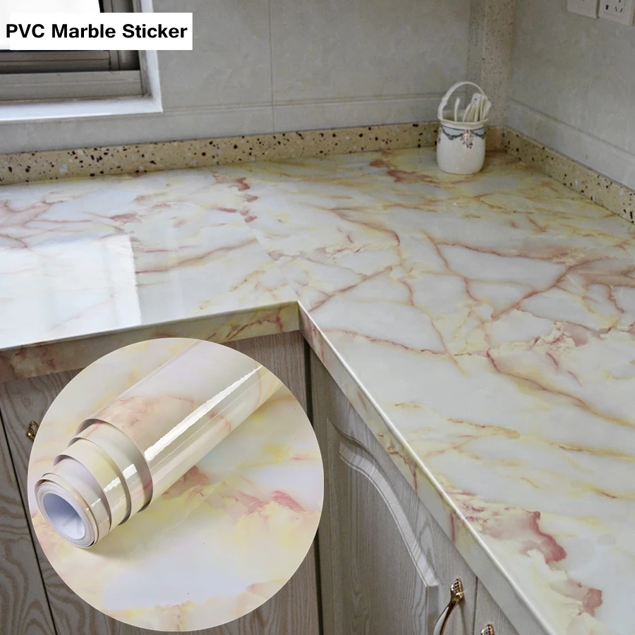 

Thick Waterproof PVC Marble Wallpaper Roll for Kitchen Countertop Furniture Renovation Sticker Vinyl Self-adhesive Contact Paper