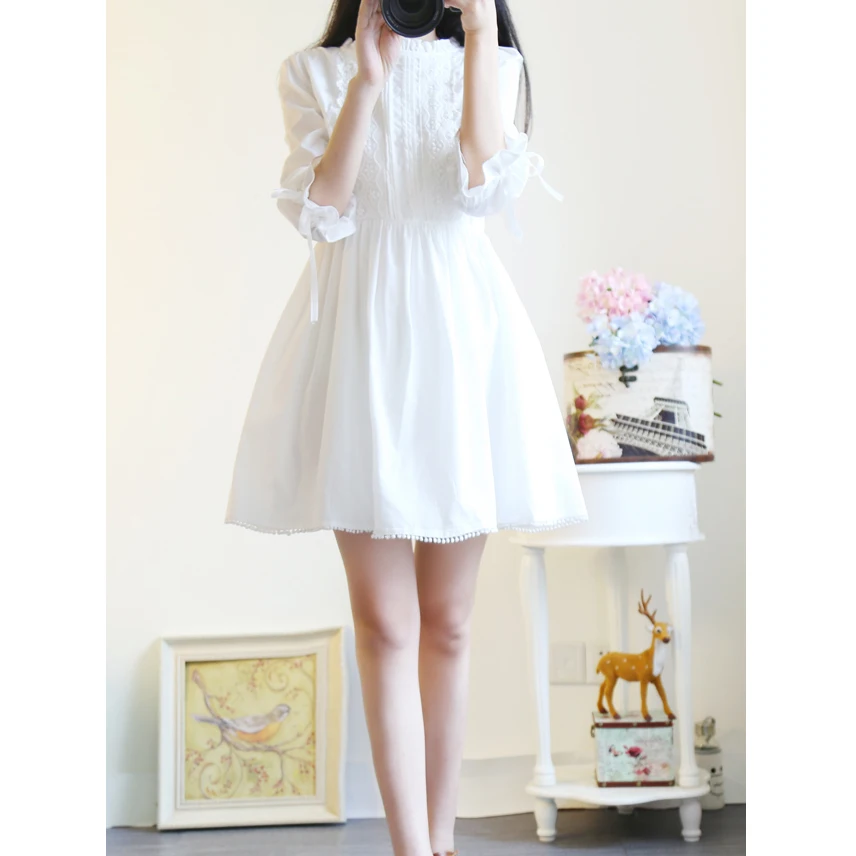 Женское элегантное платье милой девушки из леса белое кружевное принцессы в