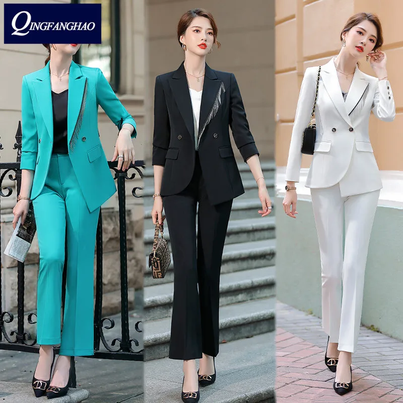 women's suit office wear Blazer and Pants or Skirt set high quality business Ladies Suit Fashion Slim Jacket ky2260