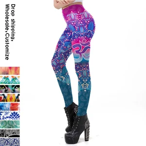 Женские леггинсы для тренировок NADANBAO с символом OM мандала, эластичные облегающие леггинсы со средней талией для фитнеса