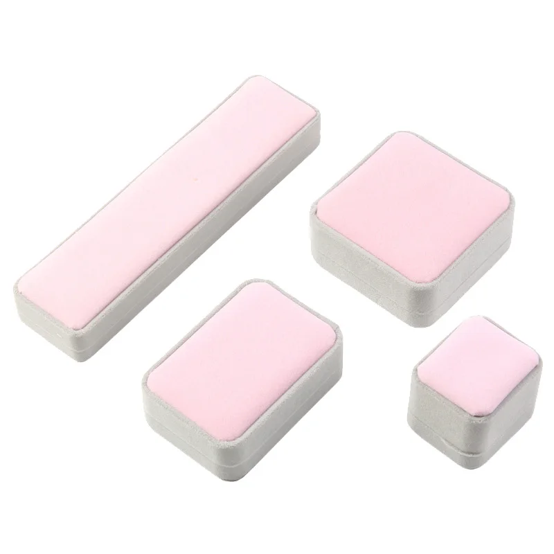 

4 Pcs Romantic Jewelry Gift Box Velvet Engagement Ring Necklace Earrings Bracelet Packaging Storage Box