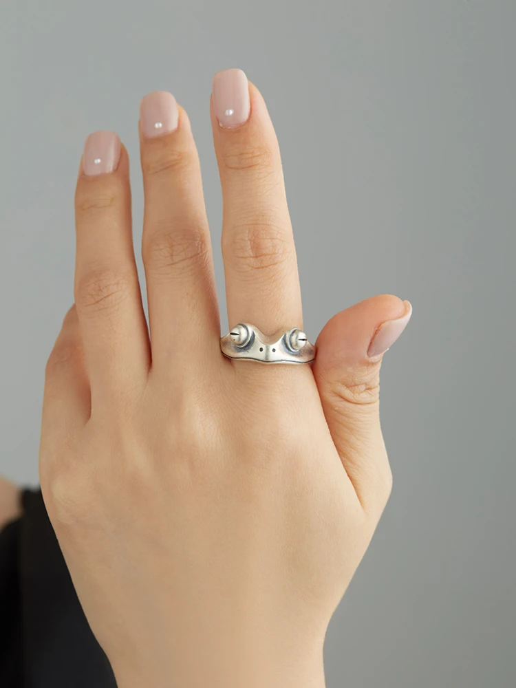 

ZEMIOR 100% 925 Sterling Silver Frog Animal Rings For Women And Men Vintage Open Adjustable Unisex Ring Party Fine Jewelry New