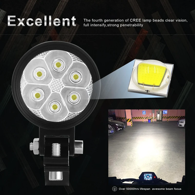 

New Motorcycle Fog Lights for All Mountain Bikes, ATVs, Motorcycles LED Driving Lamp, 6 Lamp Beads