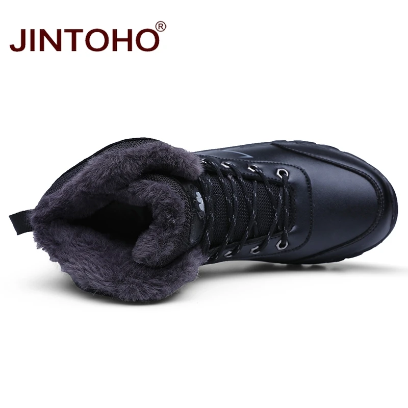Мужские зимние кроссовки JINTOHO Мужская походная обувь кожаные спортивные мужские