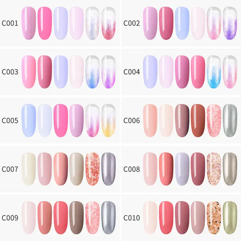 

Elite99 6Pieces Gel Nail Polish Set With Nail Brush Pen Hybrid Nail Glitter UV Nail Gel Soak Off UV LED Nail Art Manicure Set
