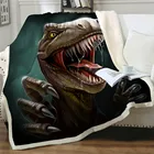 3D полностью большое пушистое одеяло динозавра, мягкое одеяло Юрского периода для мальчиков, 3D одеяло из шерпы с животными, постельное белье тираннозавра, лучший подарок