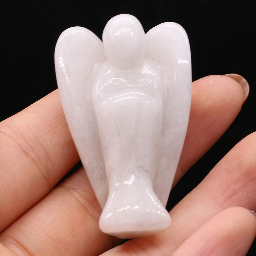 

Natural Stone Gem White Marble Cute Childlike Angel Home Living Room Table Jade Ornaments Decoration Exquisite Gift 50x35mm