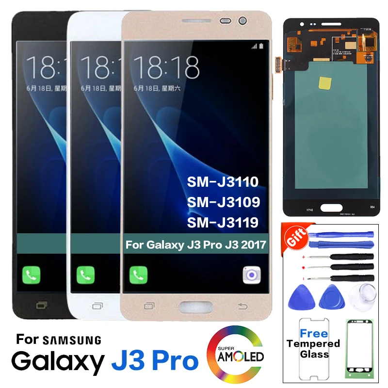 Супер AMOLED ЖК дисплей для Samsung Galaxy J3 Pro J3110 J3109 с сенсорным экраном дигитайзер сборка