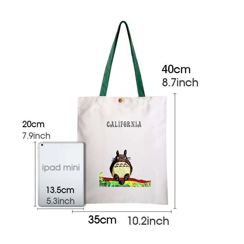 

Women Shoulder Bag Cute Cartoons Printing Reusable Shopping Bag Harajuku Casual Female Ins Large Capacity Canvas Cotton Tote Bag