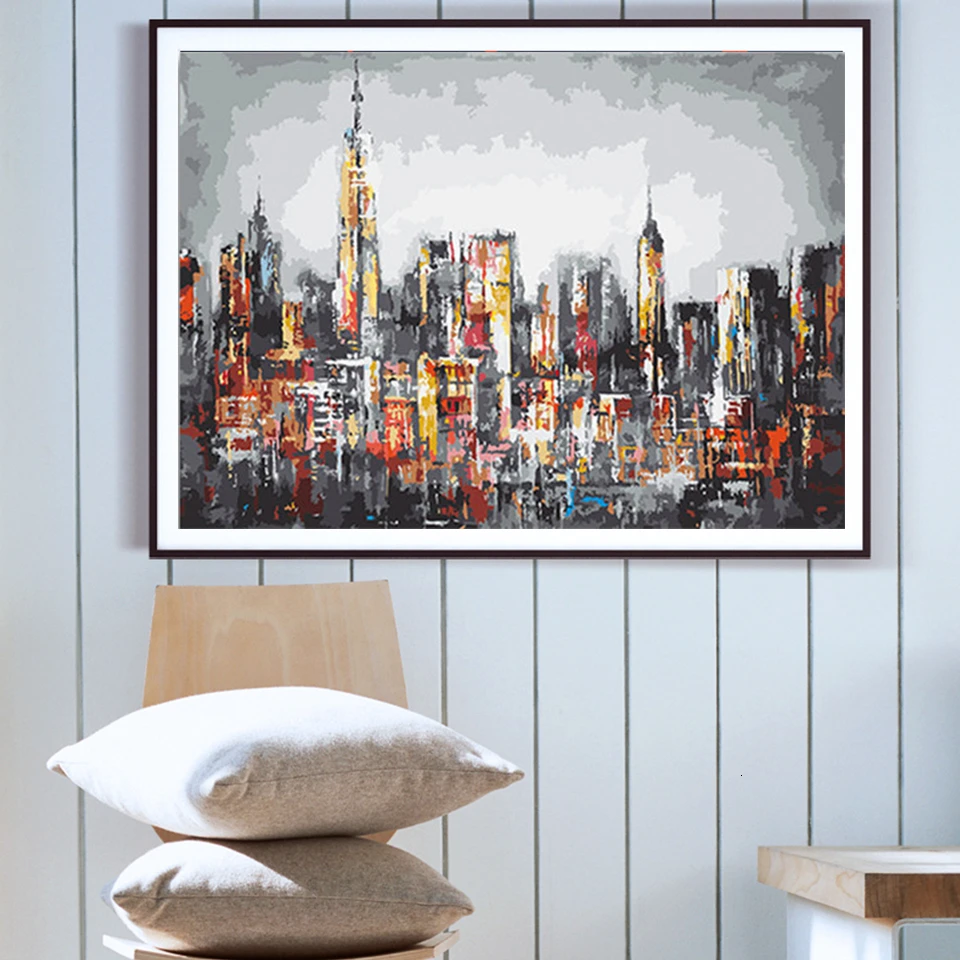 Раскраска по номерам для взрослых AZQSD сделай сам пейзаж нерамка акриловая краска