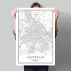 Нидерланды черный белый карта городов мира плакат Nordic гостиная Амстердам бреда настенные картины Домашний Декор Картина на холсте