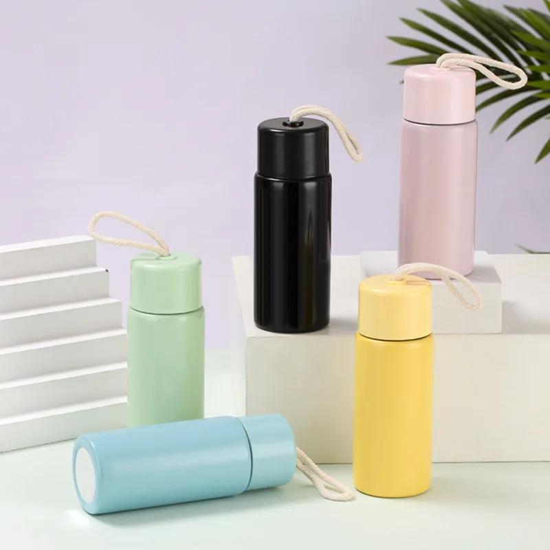 

Double-layer 304 stainless steel handy mug for men and women outdoor portable rope holding mug mini portable pocket mug