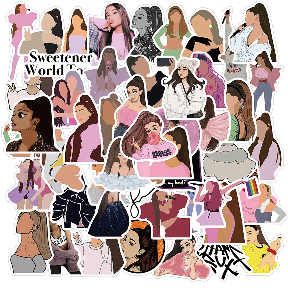 10/30/50 Uds Ariana Grande pegatinas de cantante monopat&iacute;n DIY nevera guitarra viaje motocicleta impermeable pegatina de Graffiti regalo-0