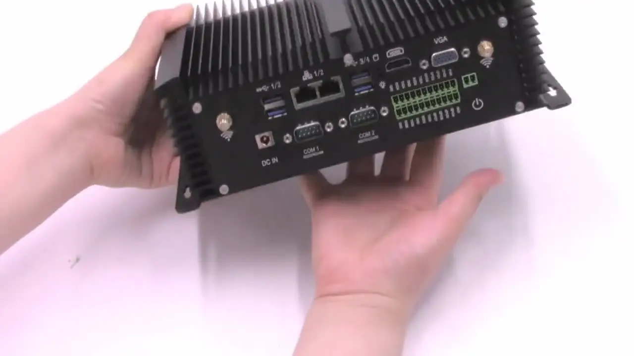 Verkaufen Fanless Industrie Mini PC I5 8250U X86 Fahrzeug PC 12V 24V Intel NIC WiFi Pfsense Firewall Linux Server GPIO RS485 RTS Windows10