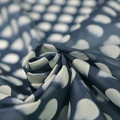 Большой размер серый узор в горошек дизайн чистый шелк органза Ткань 13 momme SOZ125 |